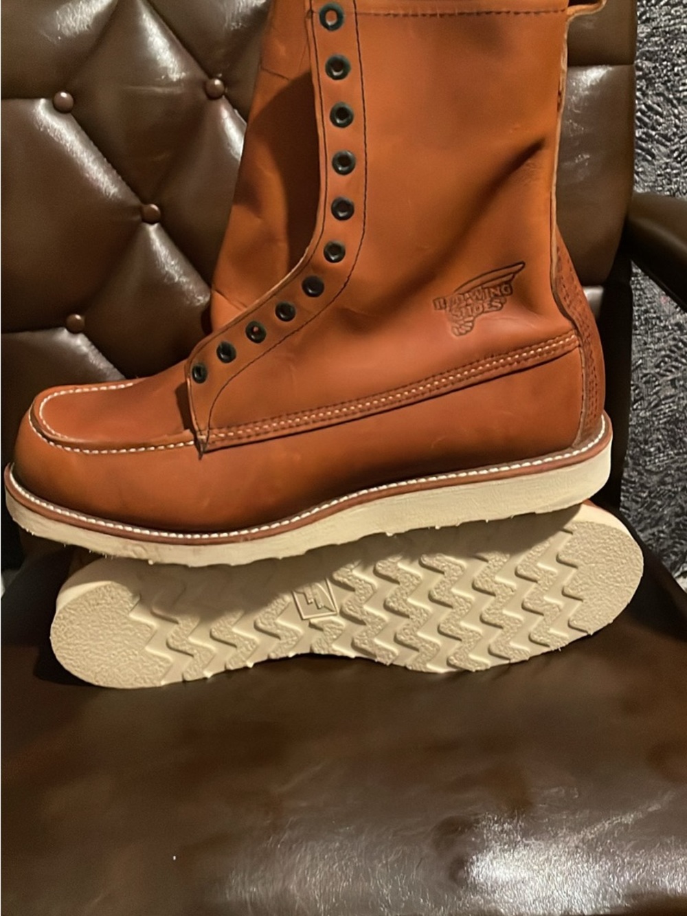 Durable Work Boot - Brown Leather Lace-Up